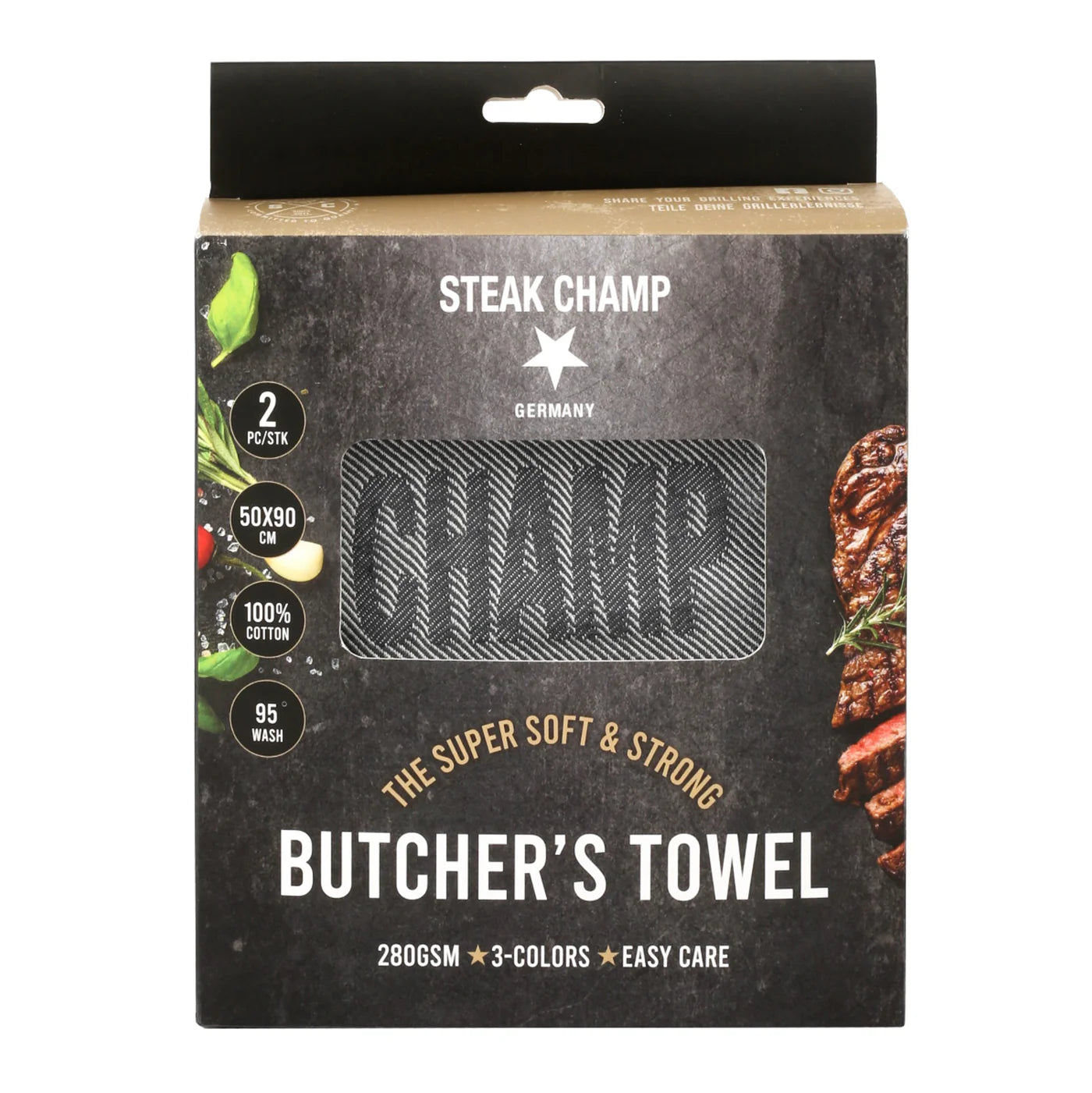 Steak Champ grillhandklæði 2 í pakka