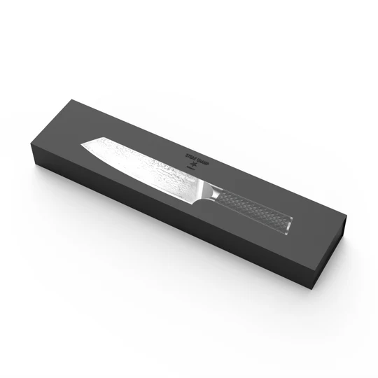 STEAK CHAMP Damascus Kokkahnífur "Wagyu", 20cm/8” með leður hulstri